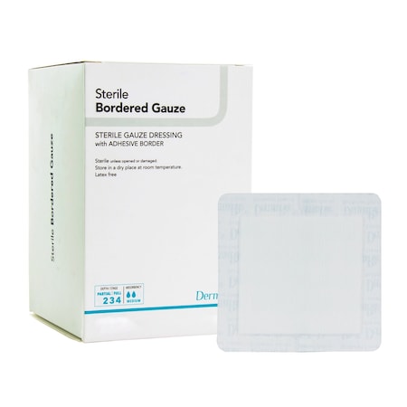 Dermarite Bordered Gauze DermaRite Sterile Gauze Adhesive Dressing, 4 x 10 Inch, 25PK 11410